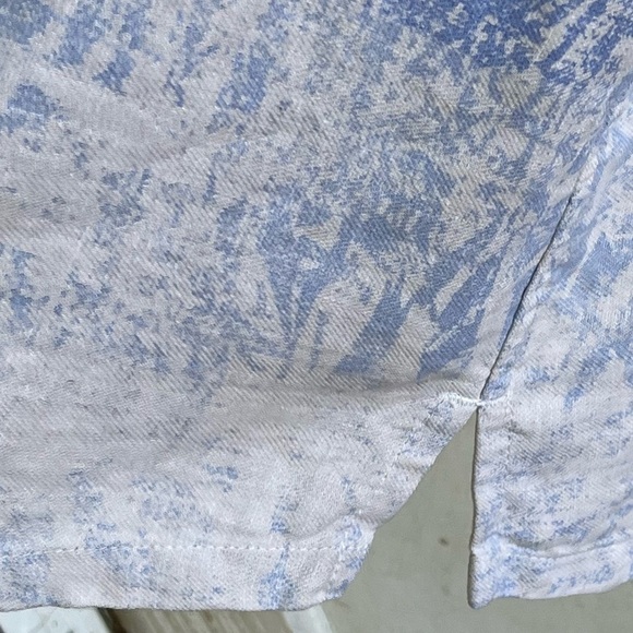 Tasso Elba Island Silk Linen Camp Shirt Hawaiian Blue Resortwear Cuban Collar - Picture 6 of 8